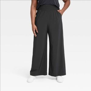 Womens stretch woven high-rise wide leg pants
